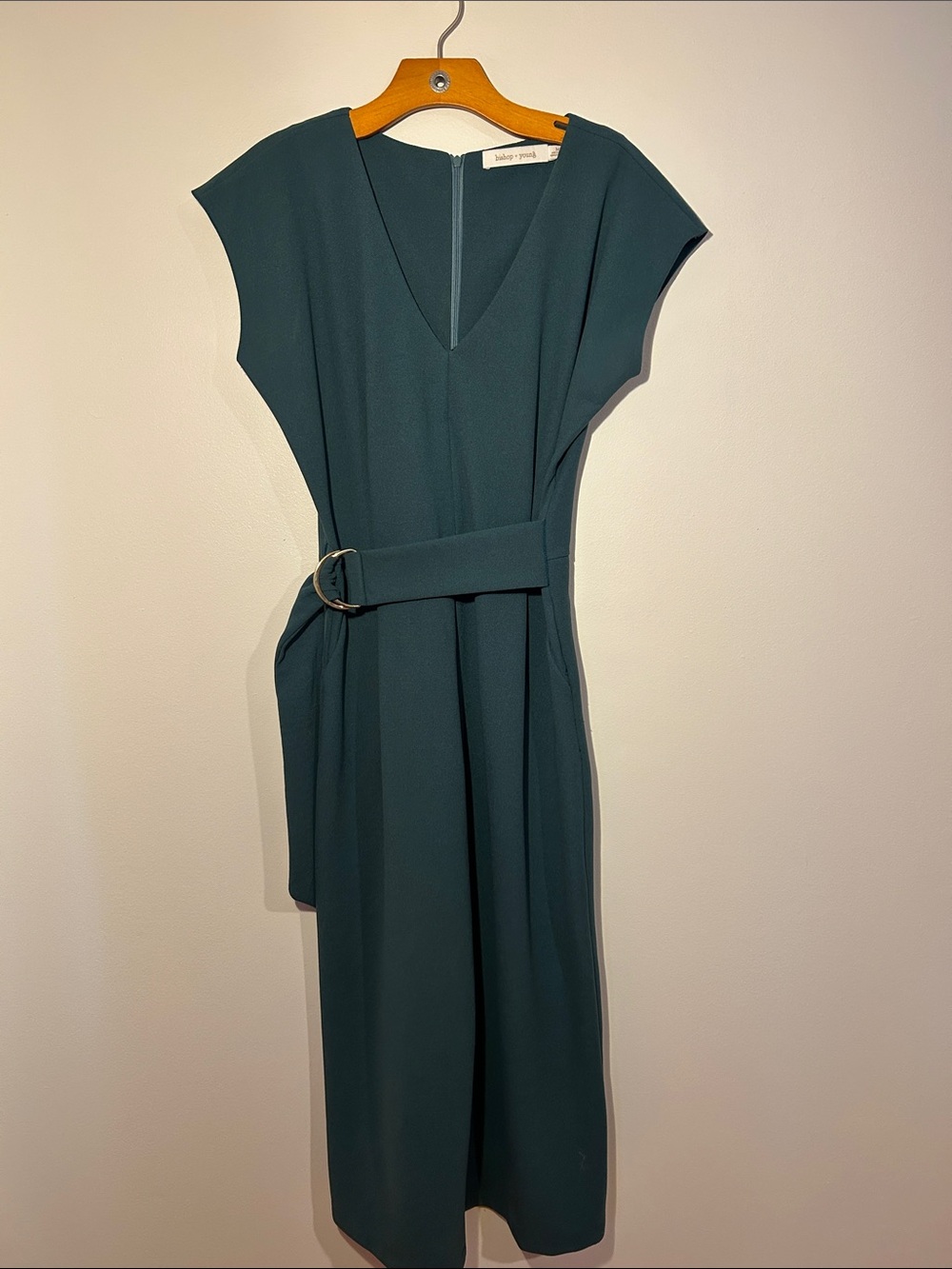 V-Neck Teal D-ring Belted Jumpsuit